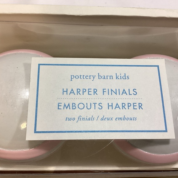 NWT POTTERY BARN KIDS PINK WHITE HARPER FINIALS (2) - Picture 3 of 4